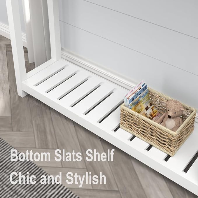 FOLUBAN Farmhouse Sofa Table, Rustic Vintage Console Table for Entryway, Living Room, Hallway, White