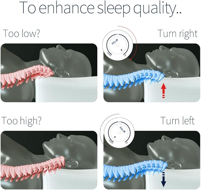 Motex Height Adjustable Memory Foam Pillows for Sleeping Neck Supporting Ergonomic Pillows with Washable Modal Fabric Cover, White, M-L Size – Motion N (1pc)