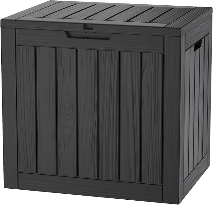 30 Gallon Double-Wall Resin Deck Box - Lockable Waterproof Outdoor Storage Box, 151lbs Capacity & Doubles as Seating for Patio Furniture - Garden Tools, Pool Accessories (Black)