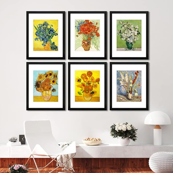 11x14 Picture Frame Set of 6 with Real Glass for Pictures 8x10 with Mat or 11x14 Without Mat, Wall Gallery or Tabletop display Photo Frames in Black