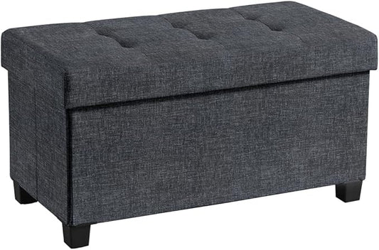 Ornavo Home 30 Inch Storage Ottoman, Large Storage Bench, Ottoman with Storage with Legs, Foot Rest Stool, Bedroom Bench - Black