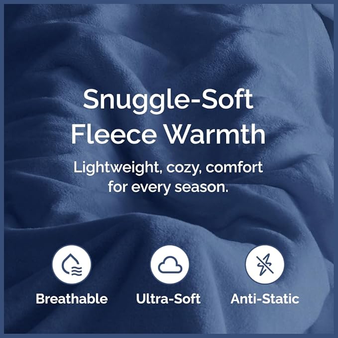 Ultra Soft Fleece Blanket Throw Size - Flannel Fleece Luxury Throw Blanket - Lightweight for Couch Bed Chair - Thick, Warm & Breathable - All Season Cozy Anti-Static Microplush Bedding, Washed Blue