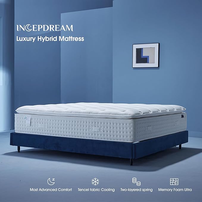 14 Inch Queen Size Mattress, Medium Firm Hybrid Bed with Tencel Cooling Cover, Gel Memory Foam, Dual Pocket Springs, Pressure Relief, Motion Isolation, CertiPUR-US Certified, No Fiberglass