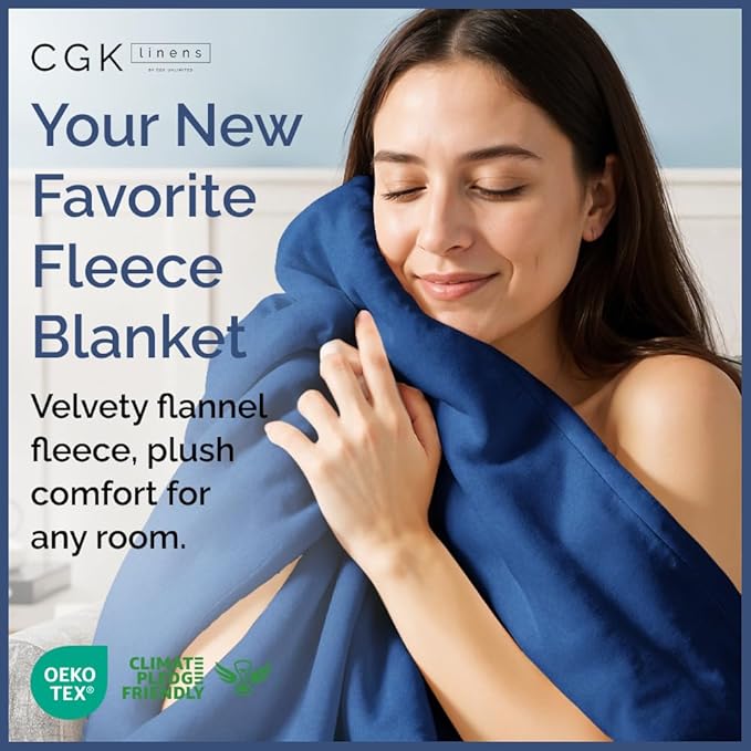 Ultra Soft Fleece Blanket Throw Size - Flannel Fleece Luxury Throw Blanket - Lightweight for Couch Bed Chair - Thick, Warm & Breathable - All Season Cozy Anti-Static Microplush Bedding, Royal Blue