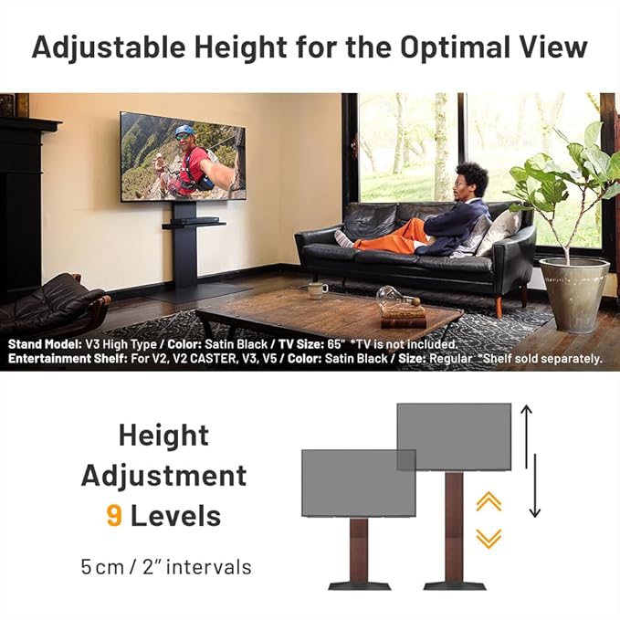 WALL V3 High Type | Sleek 32-80 Inch Universal Ultra Thin TV Stand | White Oak | for Living Room and Bedroom, Space Saving, Adjustable Mount, No Drill, Japan-Engineered Design