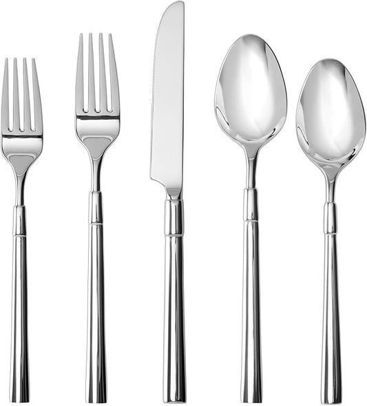 Fortessa Lloyd 18/10 Stainless Steel, 60 Piece Flatware Set (Service for 12), Silver