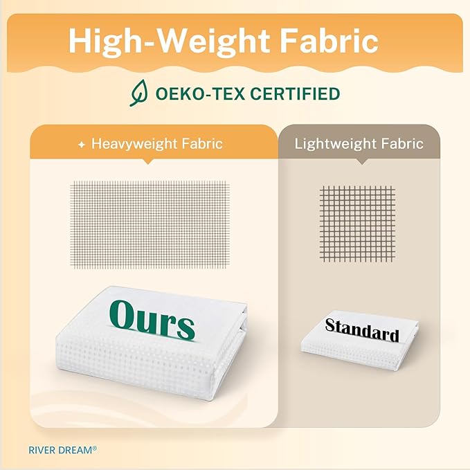 River Dream Heavyweight No Hooks Required Dotted Waffle Weave Shower Curtain with Snap in Liner - 60W x 74H,Hotel Grade,Spa Like Bath Curtain,White