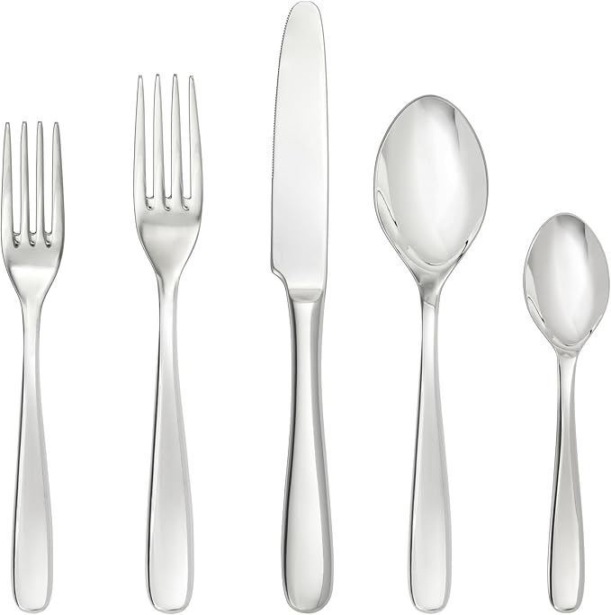 Fortessa Grand City Flatware 20 Piece Set, 10", Silver,