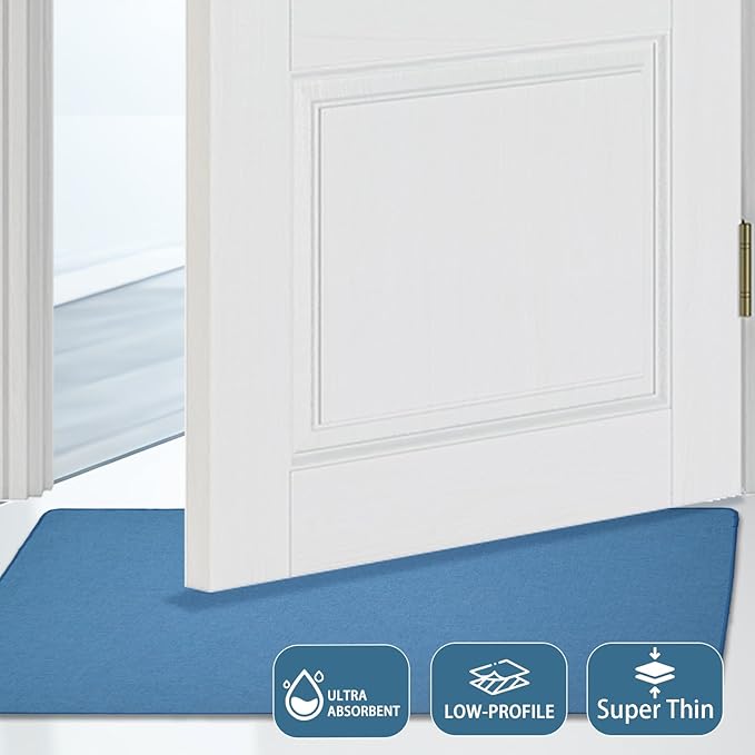 Yancorp 17"x30" Ultra Thin Bathroom Rugs,Low Profile Bath Mat Non Slip Fit Under Door Super Absorbent Washable Indoor Door Mat Small Rug