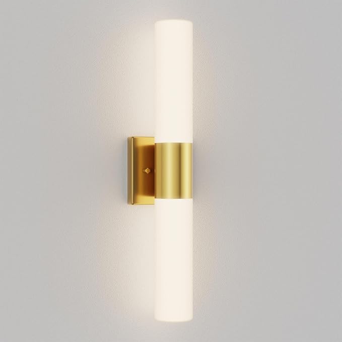 Kalium Bathroom Wall Sconce Fixture, 21 Inch Modern Vanity Lights with Frosted Glass Shade, Indoor Sconces Lighting Wall Decor Lamps for Bathrooms Living Room Stairs Bedroom (Gold)