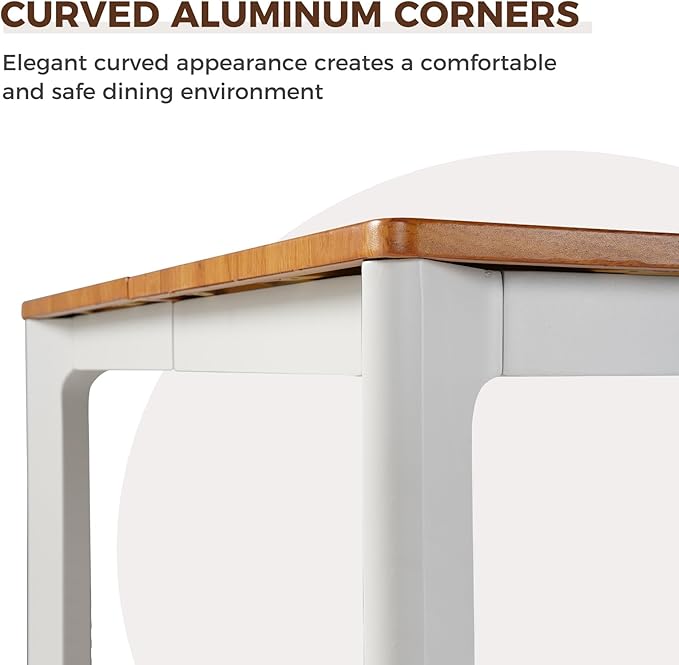 Grand patio 7-Piece Outdoor Dining Set for 6, Metal Woven Wicker Fixed Patio Chairs with Thickened Cushions & 1 Walnut-Like Aluminum Dining Table with Umbrella Hole for Backyard Deck