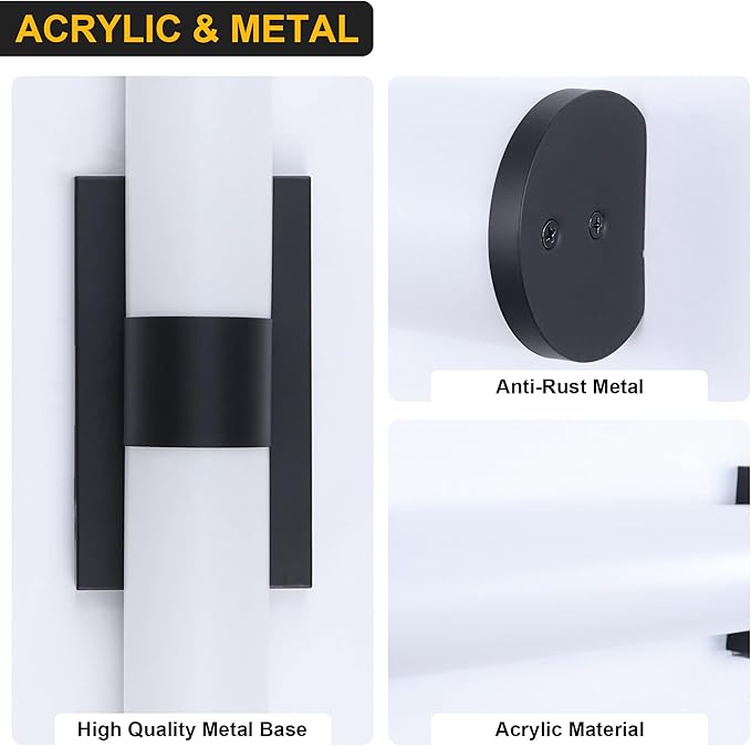 Kalium 33in Modern Wall Sconces, Dimmable Bathroom Vanity Lights, 3000K Warm White LED Indoor Sconces Lighting for Bathroom, Stairs, Living Room, Bedroom. Hardwired.