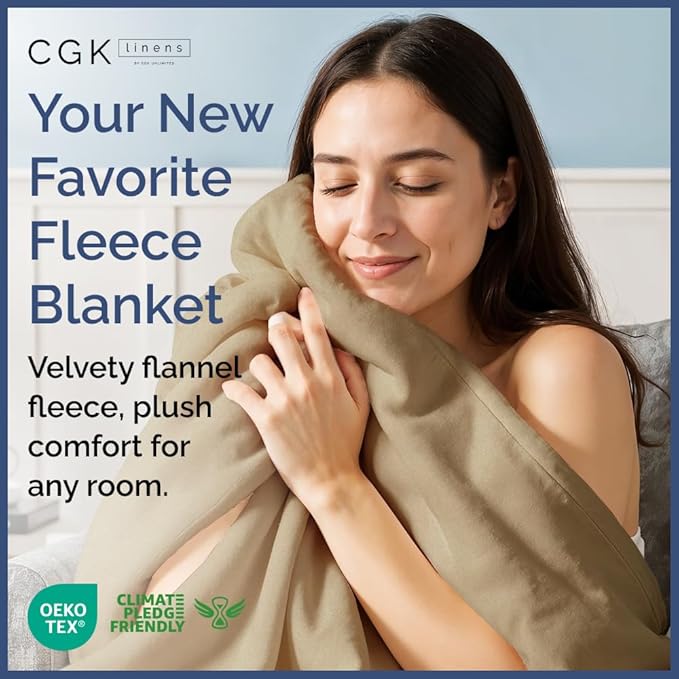 Ultra Soft Fleece Blanket Twin Size - Flannel Fleece Luxury Twin Blanket - Lightweight for Couch Bed Chair - Thick, Warm and Breathable - All Season Cozy Fuzzy, Anti-Static Microplush Bedding, Camel