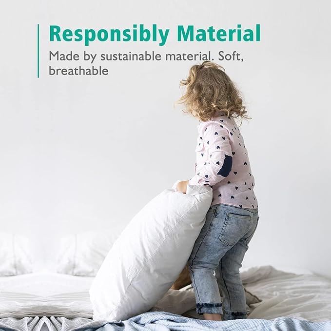 APSMILE Organic Feather Down Pillows Set of 2, King Size Bed Pillows for Sleeping with 100% Cotton Cover, 3-Chamber Hybrid Feather Down Core Pillow Surrounded by Polyester, 20x36 Inches