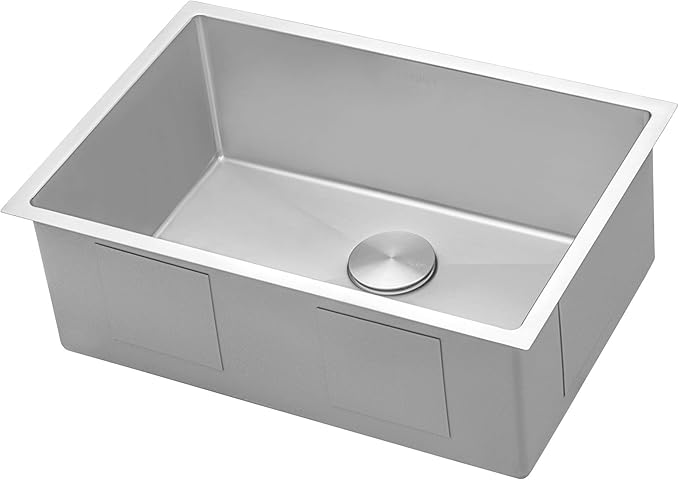 Ruvati 27-inch Rounded Corner Undermount Kitchen Sinks Single Bowl – Durable 16 Gauge Stainless Steel Kitchen Sink with Brushed Finish hides scratches, Easy-to-Clean Undermount Sink - RVH7127