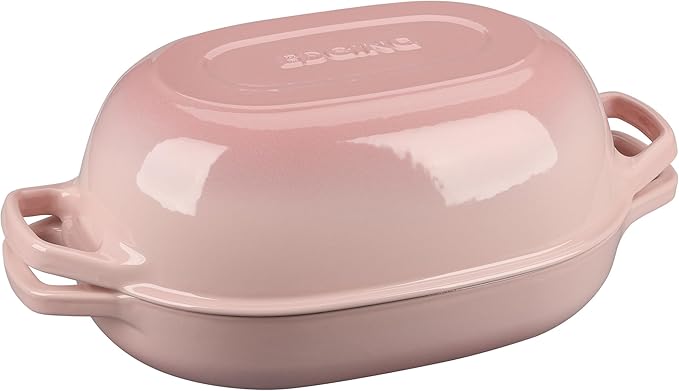 Enameled Cast Iron Dutch Oven Pot with Lid, Oval Dutch Oven for Bread Baking, Bread Oven for Homemade Sourdough Bread Baking, 7qt, Pink