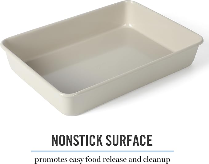 Martha Stewart Gallen 13 x 9 Inch Rectangular Nonstick Carbon Steel Cake/Baking Pan- Cool Grey