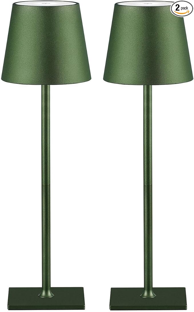 2 Pack Cordless Table Lamps, 3 Colors Stepless Dimming, 5000mAh Rechargeable Battery LED Desk Lamp for Bedroom/Couple Dinner/Desk/Cafe/Dining Room/Terrace
