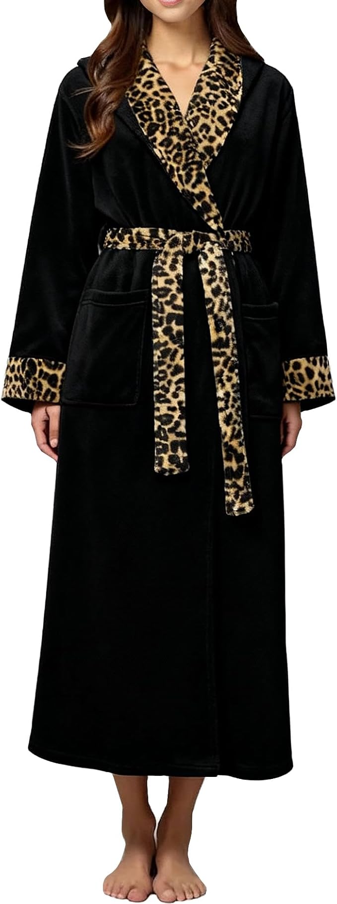 Alexander Del Rossa Womens Robe, Long Plush Bathrobe with Hood, Hooded Robes for Women Plus Size Bath Robe