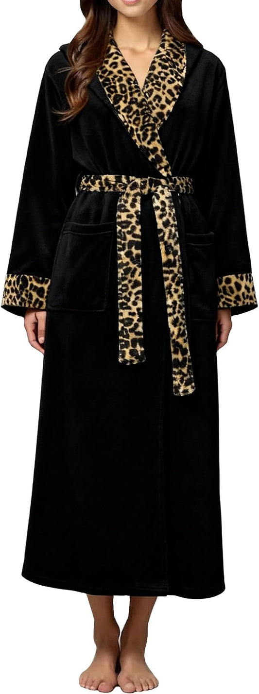 Alexander Del Rossa Womens Robe, Long Plush Bathrobe with Hood, Hooded Robes for Women Plus Size Bath Robe