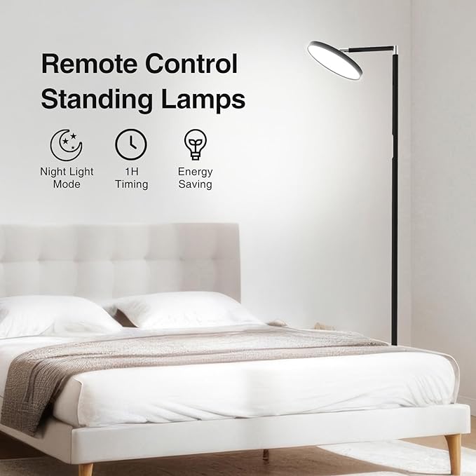 Tall LED Floor Lamps,Modern Bright Eye-Care Standing Lamp, 72'' Torchiere Sky Rotary Lamps with Touch Control, Black Corner Lamps for Living Room,Bedroom,Office