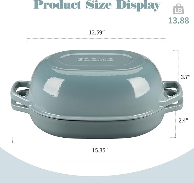 Enameled Cast Iron Dutch Oven Pot with Lid, Oval Dutch Oven for Bread Baking, Bread Oven for Homemade Sourdough Bread Baking, 7qt, Seasalt