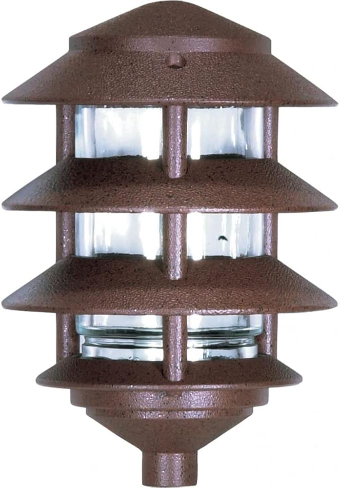 NUVO SF76/633 One 2 Louver Hood Outdoor Pagoda Landscape Pathway Light, 3 Tier-Small, Old Bronze