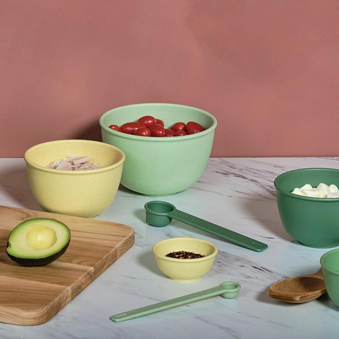 Bamboozle Astrik Baking Bundle | 5 Piece Mixing Bowl Set | Measuring Cups and Spoons | Cooking and Meal Prep | Dishwasher Safe | Microwave Safe | Fresh Guacamole