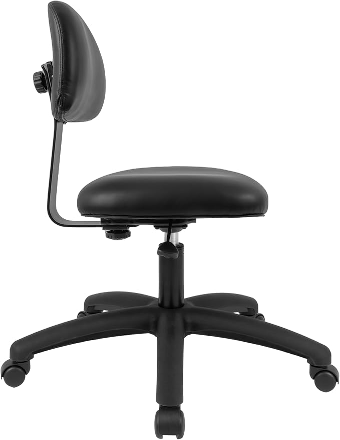 Chair Master FSS Series Square seat Low (17"-22") seat Height Chair. Vinyl-for Office, Garage, Desk, Shop, Computer, Doctor, Medical, Easy to Clean! NO Footring (Black, Low, _Standard Casters)