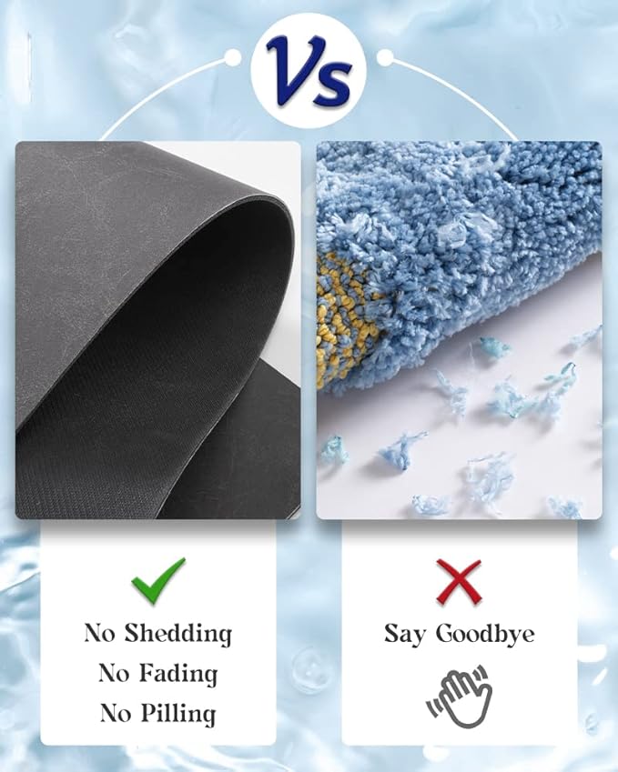 MontVoo -Bath Mat Rug-Rubber Backing Non Slip Quick Dry Absorbent Thin Bathroom Rugs Fit Under Door-Faux Suede Surface Bathroom Floor Mats-Shower Rug for in Front of Bathtub Shower Dark Grey 24"x48"