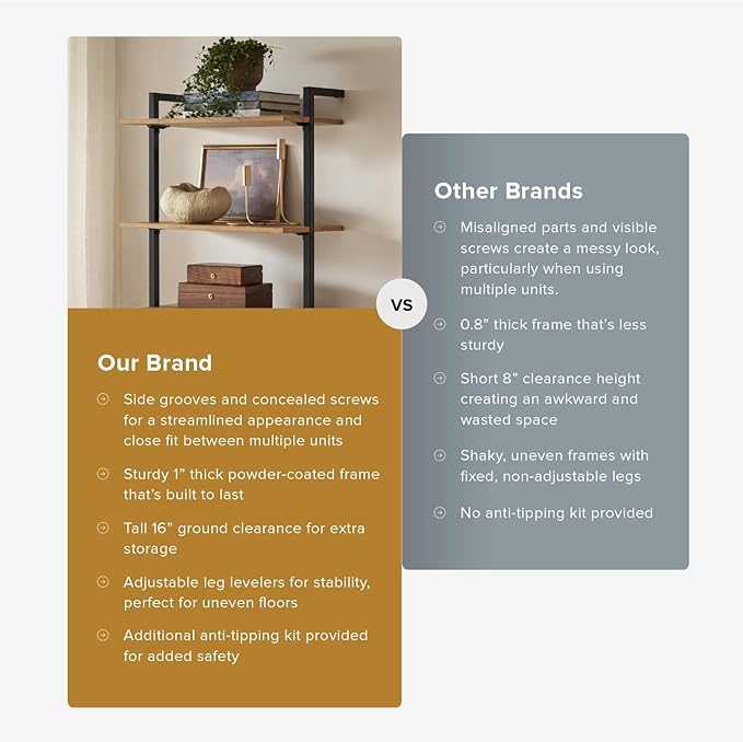 mopio Norwin 4 Piece Entertainment Center with Storage, 70" TV Stand, Industrial Modern Television Accent Cabinet, Wood Media Console Table with 5-Tier Shelf Bookcase (Oak 5-Tier Set TV Stand)