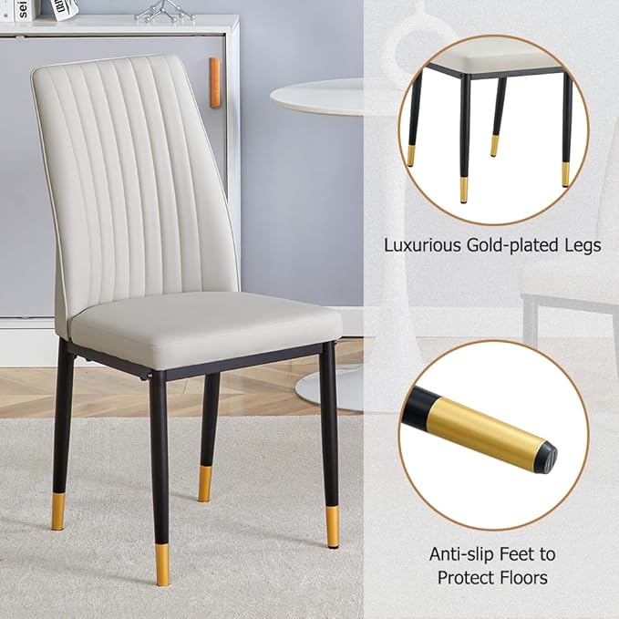 Dining Table Chairs Set for 4, Modern Rectangular Dining Room Table Set PU Leather Upholstered Dining Chairs 55" Dinner Table Set for Kitchen, Dining Room (Dining Table Set for 4, Grey)