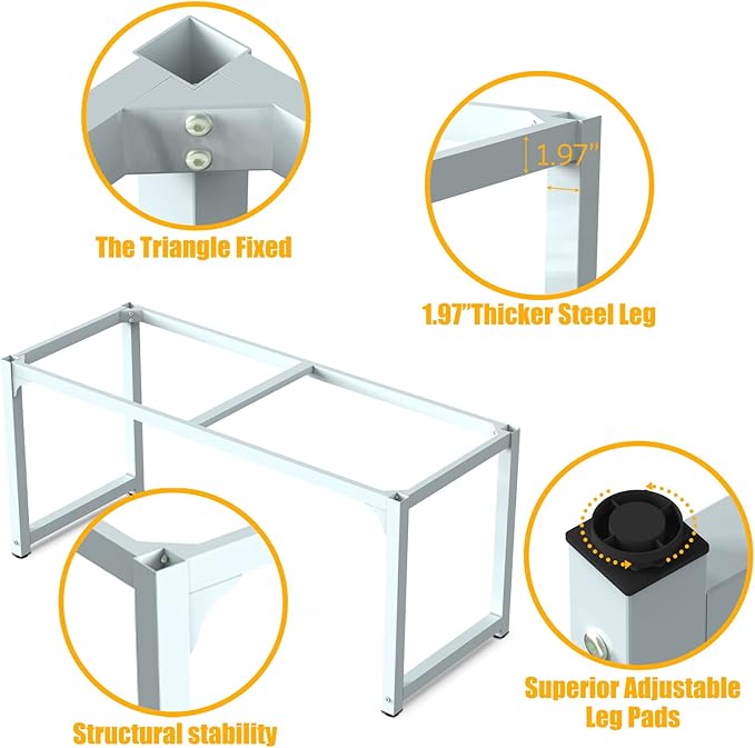 NSdirect 63" Computer Desk,Large Home Office Desk Wide Workstation 1 inch Thicker Tabletop for Writing,Games and Home Work PC Desk Modern Finish Wood Board and Sturdy Steel Legs,Oak+White