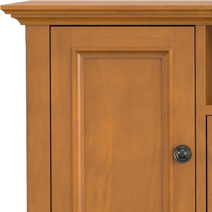 SIMPLIHOME Amherst 72-inch Wide Solid Wood TV Stand in Light Golden Brown, Transitional-Style Media Console for Living Room with Cable Management and Adjustable Shelves, Fits 80" TVs