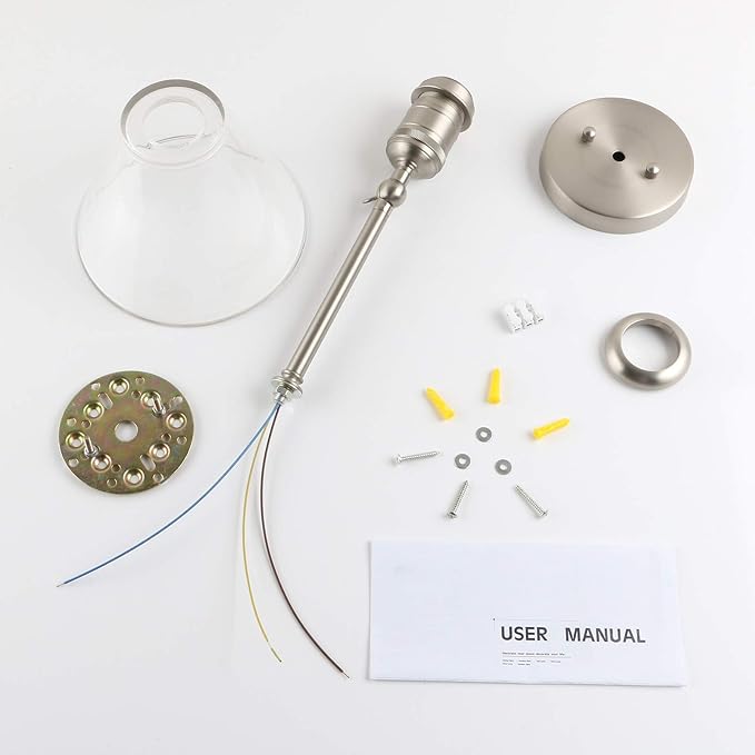 Yosoan Indoor Wall Sconce Fixture Light, 1-Light Modern Single Brass Vintage Industrial Hardwired with Funnel Flared Clear Glass Shade Lamp for Bathroom Sink Porch Kitchen Living Room(Brushed)