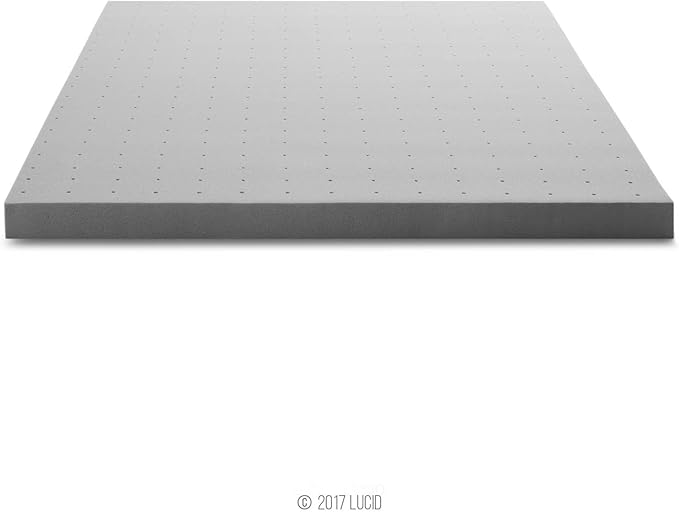 Lucid 3 Inch Ventilated Bamboo Charcoal Memory Foam Mattress Topper - Twin XL Mattress Topper