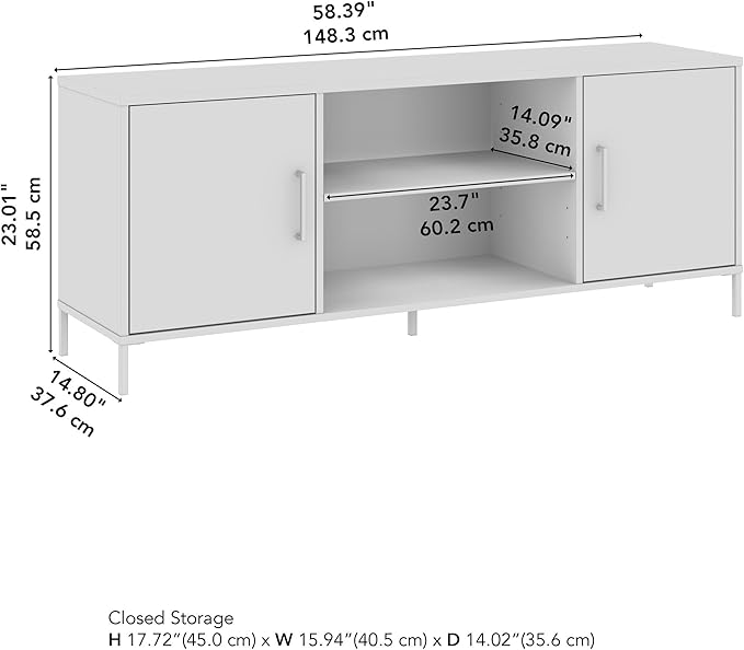 Bush Furniture Essence 58W TV Stand | Large Media Console Cabinet with Storage and Shelves for Living Room, Bedroom, Home or Entryway