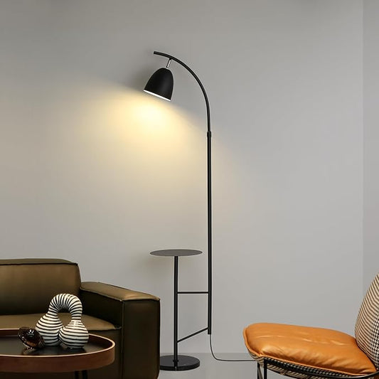 O'NEELDY Floor Lamp with Table Black Floor Lamp Modern Floor Lamp Bedroom with Table Attached Modern Dimmable Lamps for Living Room 71" Height Standing Lamps for Office Reading Room,E26 Bulb Included