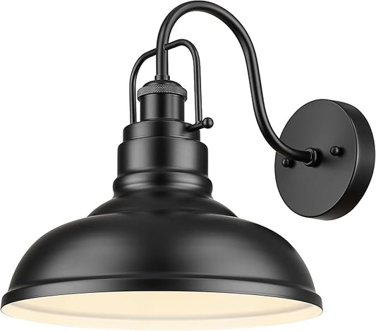 zeyu 11 Inch Modern Gooseneck Barn Light, 1-Light Wall Sconces, Industrial Wall Lantern for Porch, Kitchen, Black Finish, 016-1B BK