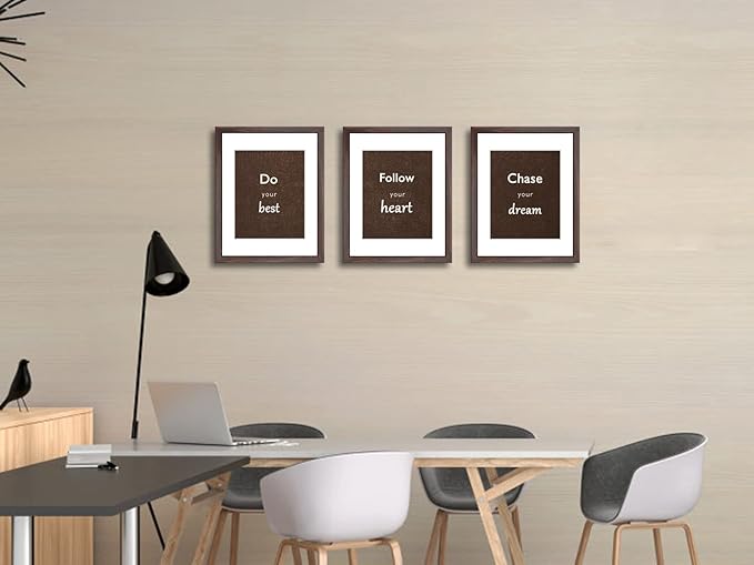 11x14 Picture Frame Set of 3 with Real Glass for Pictures 8x10 with Mat or 11x14 Without Mat, Wall Gallery or Tabletop display Photo Frames in Walnut