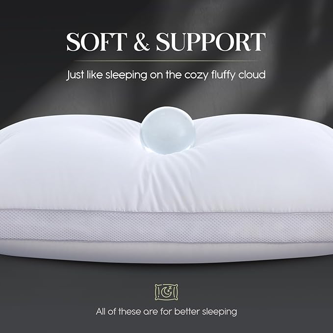 Goose Down Bed Pillows King Size Set of 2 (White), Hotel Collection Pillows for Sleeping, Gusseted Pillow for Side, Back, or Stomach Sleepers, 20" x 36"