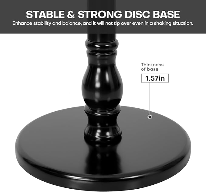 Wood Coat Rack Coat Tree Freestanding with Hooks, Heavy Duty Standing Coat Rack with Solid Round Base, 74” Tree Shaped Coat Hanger Stand for Clothes, Hat, Jacket, Entryway Bedroom, Balck