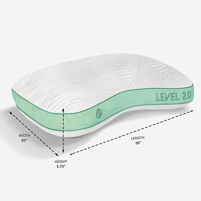 Bedgear Level Cuddle Performance Pillow - Firm Bed Pillow for Side Sleepers - Moisture Wicking Removable Cover - Size 2.0