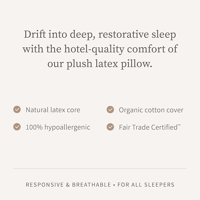 Saatva Latex Pillow - High Loft (6" - 7") - Hypoallergenic Pillow with Shredded Latex Core - Breathable - Machine Washable Organic Cotton Cover - King (34"x18") 1 Pack