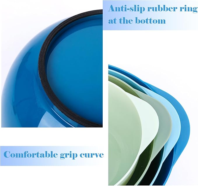 BoxedHome Classic Mixing Bowl Set, BPA Free Plastic, Microwave and Dishwasher Safe, 4.5 quarts (Sapphire)