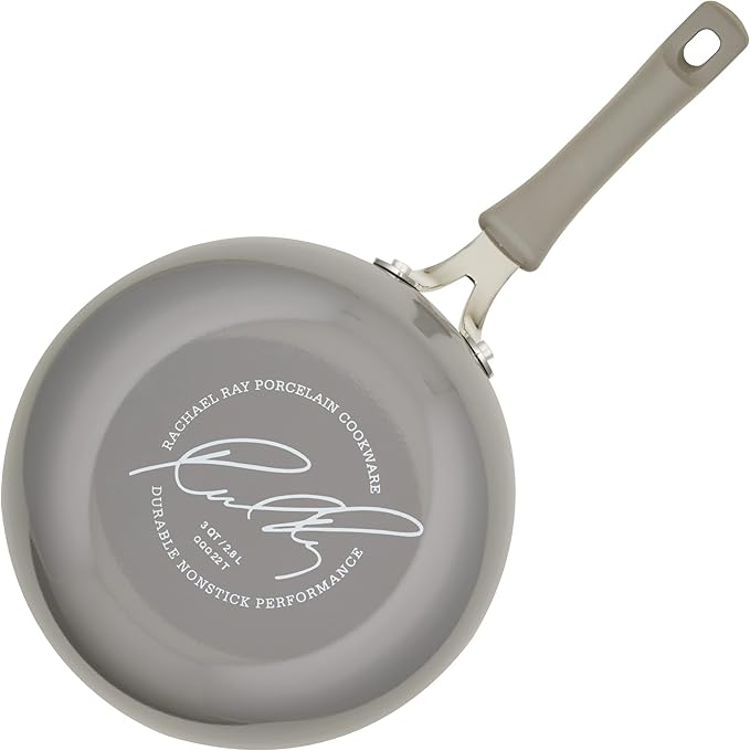 Rachael Ray Cook + Create Nonstick Saucier Pan/Saucepan, 3 Quart, Gray