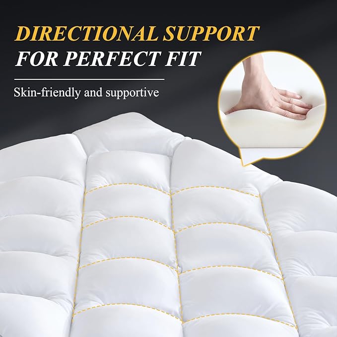 DOWNCOOL 3 Inch King Mattress, Ultra Thick and Fluffy Supportive Memory Foam Mattress Topper for Body Pain, Pad with Breathable Mesh Design for Deep Sleep, 80x78x3 Inches