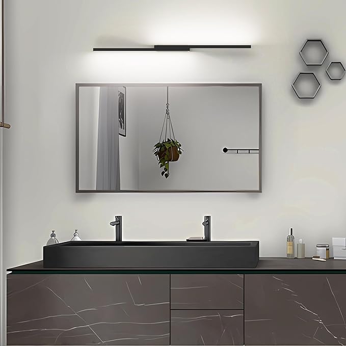 Aipsun 31.5inch Black Battery Operated Wall Sconce Set of 2, Rechargeable Wall Sconce Lighting Dimmable Wireless Wall Lights for Living Room,Bedroom