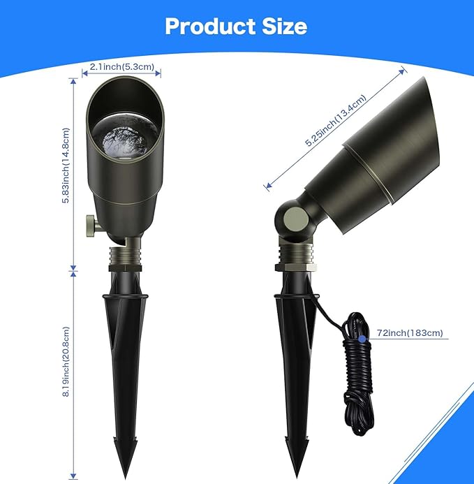 Low Voltage Landscape Lighting, 12V Brass Landscape Lighting Solid - Heavy Duty Waterproof Outdoor Up Lighting for Garden, Yard, Trees, Path & Deck - Bronze Accent Lighting, 4 Packs(No Bulb)