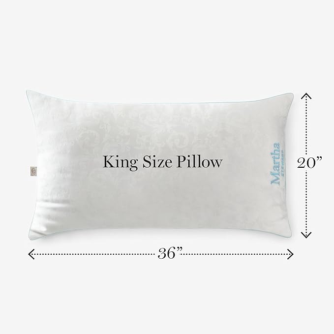 MARTHA STEWART Heirloom Jacquard Bed Pillows King Set Of 2 - Down Alternative Fluffy Cooling Pillow for Back, Stomach or Side Sleepers, Memory Foam-Like Fiber Fill, 20" x 28", Embossed, White